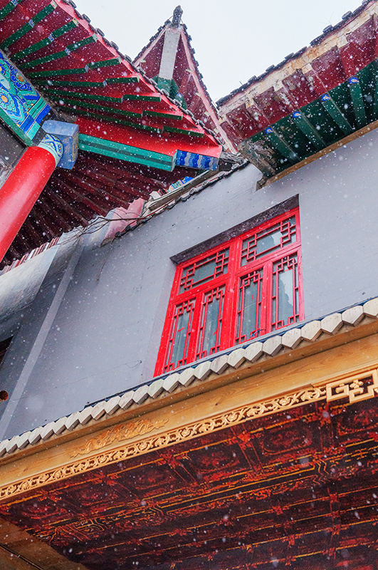 snowing on a building in China